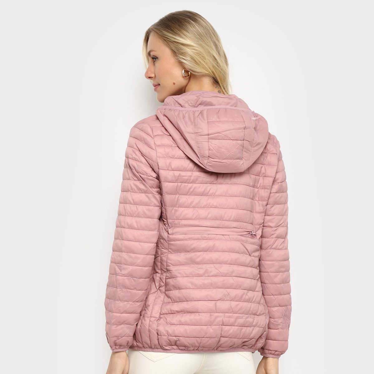 jaqueta puffer feminina rosa